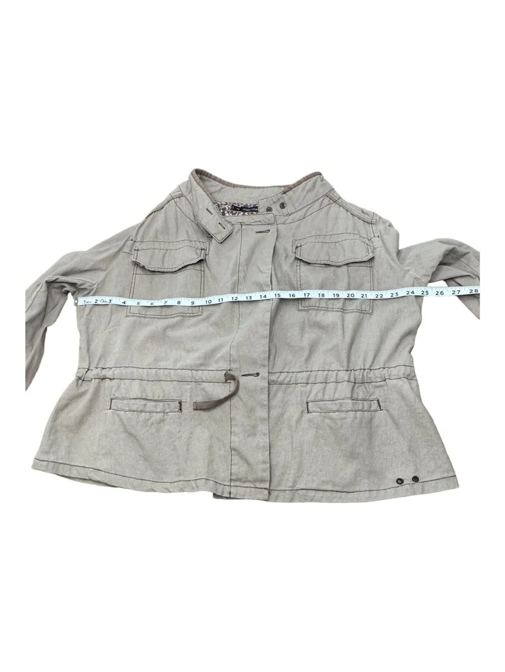 Maurices Khaki Button Linen Blend Jacket Cinch Waist Plus Size Women’s Size 1X